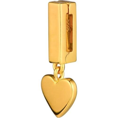 CKK 925 Sterling Silver Jewelry Reflexions Floating Heart Clip, Shine Charm Fits For Original Reflexions Bracelets