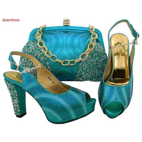 Doershow High Quality White African Designer Shoe And Bag Set To Match/ Italian Shoes With Matching Bags Set FREE SHIPPI SGF1-44