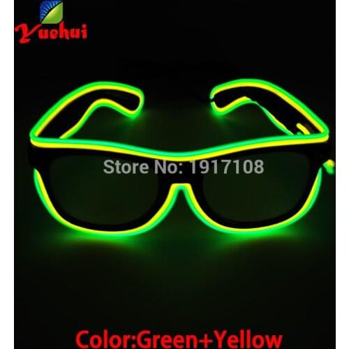 2021New Design Sound active Twin Color Blinking LED glasses Flexible EL wire SunGlasses Powered by Battery For Party Decoration