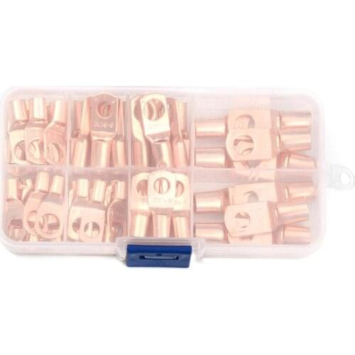 GTBL 140PCS Copper Wire Ring Terminal Lug SC Battery Welding Bare Connectors Set Kits