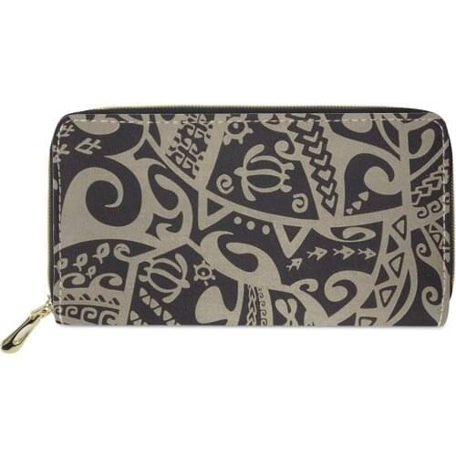 Customized Polynesian tribal style Printed Wallet Case Passport Cover Durable Pouch Bag Card ID Holders Card Cas leather purse
