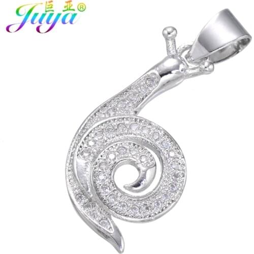 Juya DIY Jewelry Charms Micro Pave Zircon Gold/Rose Gold Snails Charms Pendant For Women Girls Fashion Jewelry Making