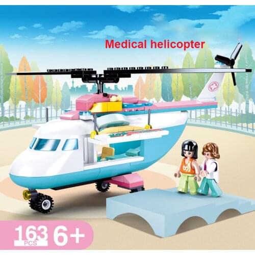 SLuban MINI Hand-Made Hospital Serie Medical Helicopter Play Cool Building Blocks Childrens Educational Toys Gift for Childs