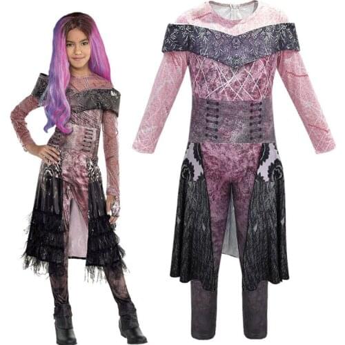 Pink Audrey Costumes girl Halloween Costumes for Kids Fancy Party women Costume evie descendants 3 Mal Cosplay Fantasia costumes