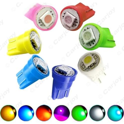 LEEWA 100pcs DC12V Car 168 194 T10 5050 Chip 1SMD LED Wedge Base Car LED Light Bulbs 7-Color #CA1525