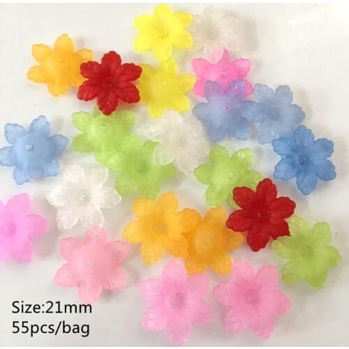Meideheng Plastic Acrylic mixed color six petaled sunflower Beads for Jewelry making Handmade DIY Craft Accessories 21mm 55PCS