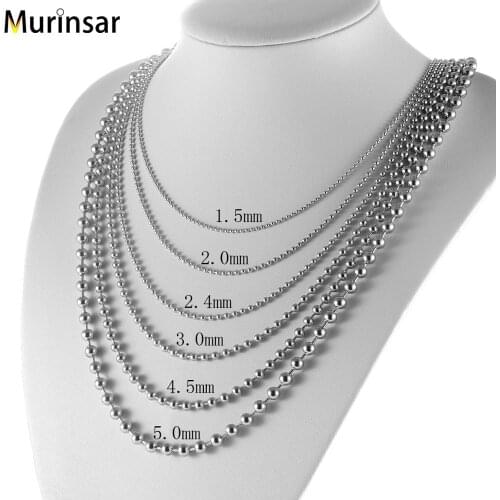 20Pcs/Lot 1.5/2/2.4/3/4.5/5MM Width Metal Ball Bead Chains Ketting Necklace For Diy Jewelry Sweater/Dog Chain Accessories
