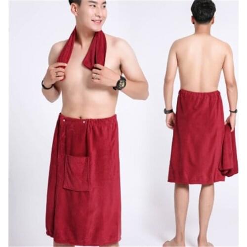70x140cm Mens Bath Skirt, Microfiber,Bathrobe, Steaming Bath Towel, Hotel,Pajamas.Comfortable Clothes At Home With Pockets