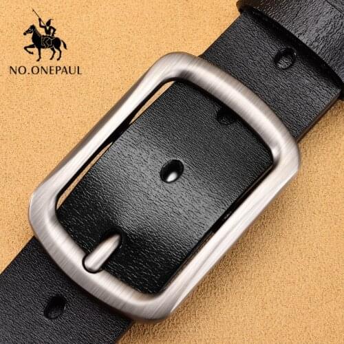 NO.ONEPAUL leather belt men pin buckle cow genuine leather belts for men Luxury brand fashion business jeans buckle belts male