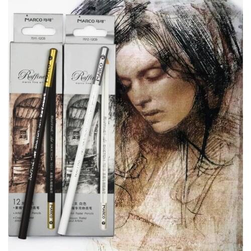 12pcs Marco 7011 Sketch and Drawing Wooden Pencil Set HB Art Painting Professional Hand-Painted Pencils Stationery Promotion