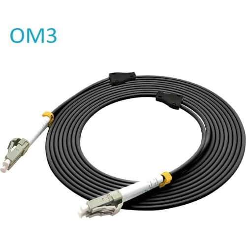 Outdoor Armored 40 Meters LC-LC Duplex 10 Gigabit 50/125 Multimode Fiber Optical Cable OM3 Black 10GB LC to LC Patch Cord Jumper