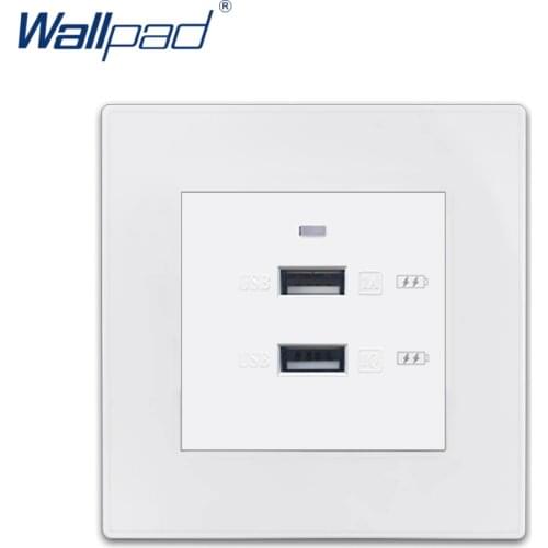 2 USB Socket Charge Wallpad Luxury White Wall Electrical Outlet Sockets PC Panel DC 5V 2100MA
