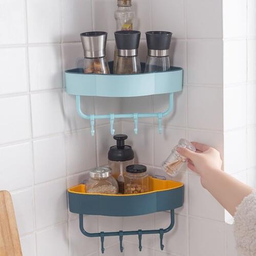 Free Punch Wall Corner Bathroom Shelves Shelf With Hook Bathroom Accessories Shampoo Shower Shelf Holder Storage Rack Organizer