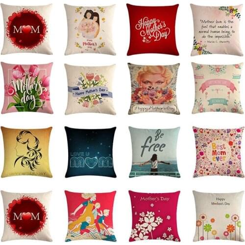 Happy Monthers day Pillowcase 45x45cm Cotton Linen Pillow Cover Flower Home Decor Cushion Covers For Sofa