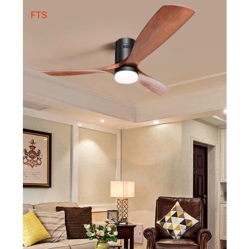 Nordic ceiling fan light solid wood dining room living room fan light American style led fan light North American bedroom