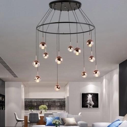 Nordic Modern Restaurant Pendant Lamps Sample Room Creative led Pendant Lights Cafe Staircase Spherical Simple led Hanging Light