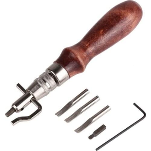New 7 in 1 Adjustable Stitching Groover and Creasing Edge Beveler, Leather Groover Tool, Leather Carving Hand Edge Tools
