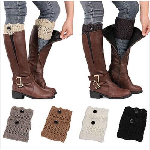 Newest Arrivals Fashion Hot Women Ladies Winter Leg Warmers Button Crochet Knit Boot Socks Toppers Cuffs