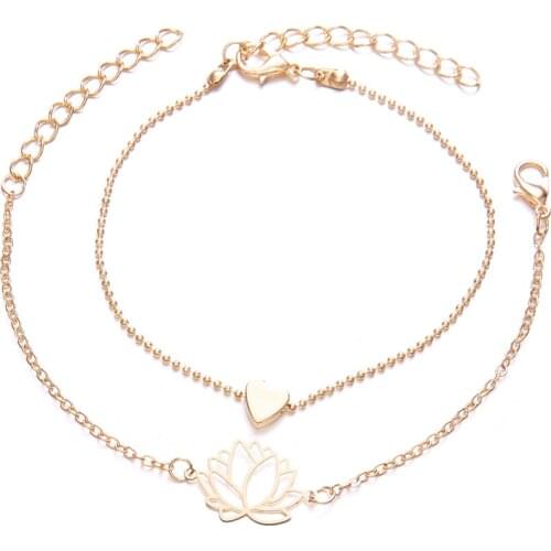 2Pcs/Set Rinhoo New Simple Female Personality Hollow Lotus Gold Bracelets Christmas Bangle Gift for Women Classic Trend Jewelry