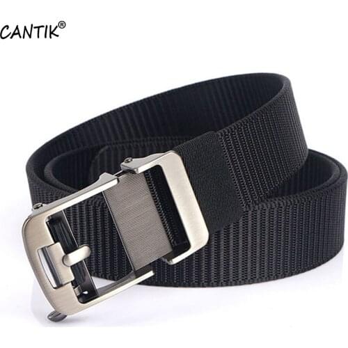 CANTIK Unique GEOMETRIC Hollowed Automatic Buckle Canvas Belt Quality Nylon Material Belts Men Accessories Freeshipping CBCA283
