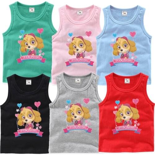 Original Paw Patrol 2021 New Hot Cotton Underwaist Vest Singlet Chase Marshall Skye Rubble Children Kid Birthday Gift Doll
