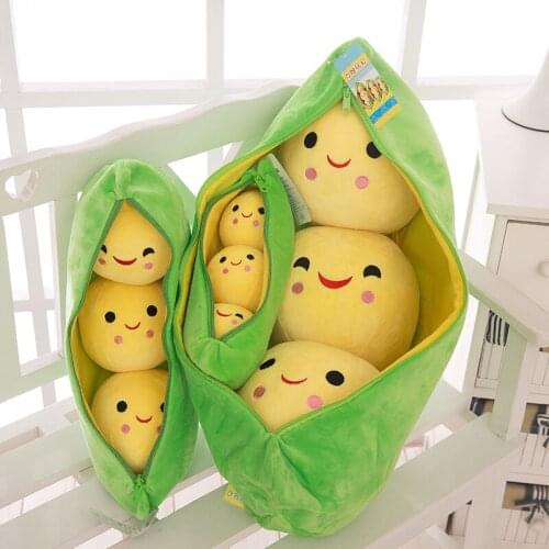 25-90cm Funny New Design Valentines Day Gift Dumpling Moon Pea Shaped Throw Pillow Cushion Girl Plush Toy Pea Doll Vegetable
