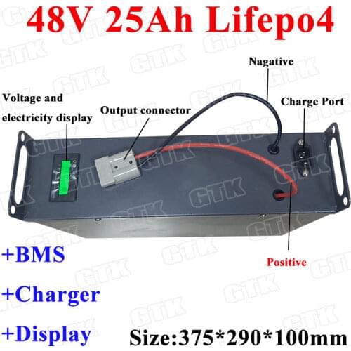 Portable 25Ah 48v Lifepo4 Lithium iron battery pack with BMS for Forklift truck Electric Bike scooter motor battery+3A charger