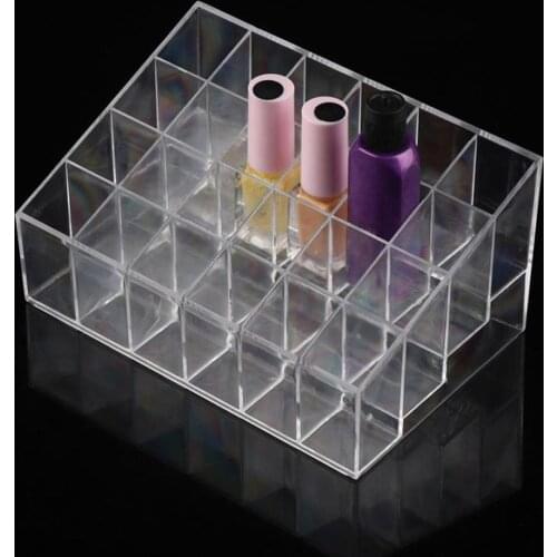 24-grid Clear Lipstick Nail Polish Cosmetic Storage Box Organizer Display Stand Acrylic Makeup Organizer Holder Jewelry Box Case