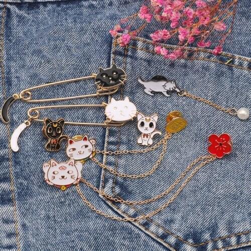 DIY Variety Sakural Brooches For Women Colorful Sakura Enamel Pin Cute Wings Cat Kawaii Valentines Day Girl Gifts DropShipping