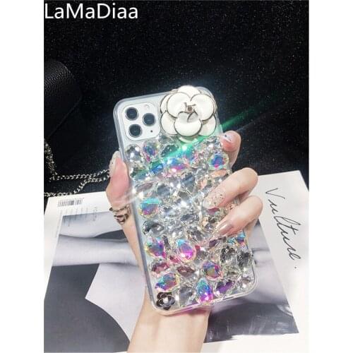 Luxury Bling Crystal Pearl Diamond Gem Flower Case Cover For Xiaomi Redmi 5 6 4X 5A 6A 7A 8A 9A Note 4 5 6 7 8 9 Pro 4X 5A Case