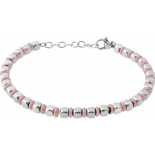 Runda New Fashion Men And Women Electroplating Stainless Steel Bead Bracelets Christmas Gifts For Couples