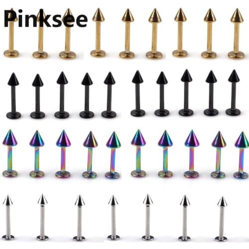 2PCS Spike Labret Lip Tragus Ear Piercing For Women Men Punk Stylish Ear Studs Stainless Steel Bars Stud Body Jewelry