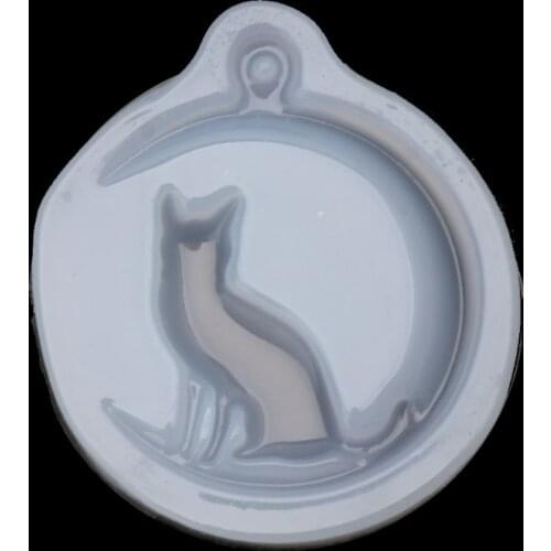 Cat Sit On Moon Charm Pendant Silicone Mold Jewelry Making Resin Casting Mold