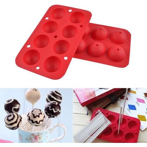 8 Holes Silicone Lollipops Mold Cake Candy Mold Baking Chocolate Ice Lattice Bakeware Mold Tool With Paper Sticks D670