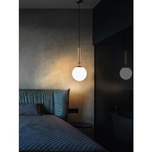 Nordic Gold Glass Ball Pendant Lights E14 Bedroom Living Room Lamps Modern Kitchen Dining Room Bar Hanging Lights Lighting