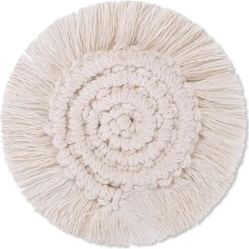 Nordic Macrame Cup Pad Bohemia Coaster Dining Table Mat Handmade Cotton Braid Non-slip Insulation Mat Home Table Decoration