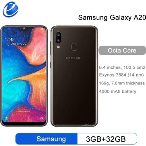 Samsung Galaxy A20 Unlocked 4000mAh 4G Android Mobile Phone Octa Core Exynos 7884 6.2" Android Smartphone 13MP 5MP 3GB&32GB NFC