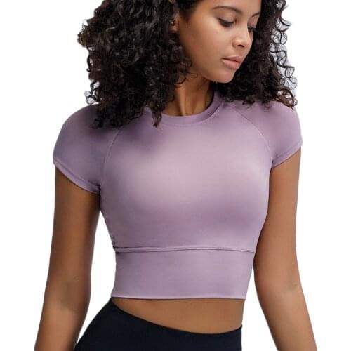 Sports Crop Top Shirts Women Yoga T-Shirts Running Shorts Sleeve Tees Vest Top Fast Drying Workout Fitness Vest Woman Gym Blous