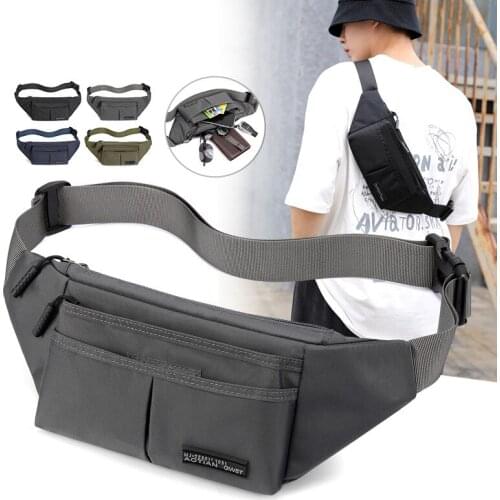 Nylon Waist Bag For Men Brand New Solid Color Mans Waist Packs Outdoor Travel Storage Chest Bags Wholesale Belt Fanny Pack Male