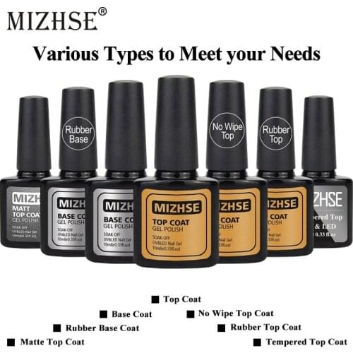 MIZHSE 10ML Top And Base For Nails No Wipe Top Matte Negals Rubber Gel Lacquer Top Without An Adhesive Layer Peel Off Base Coat