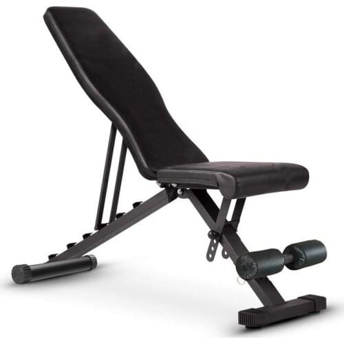 Gym Fitness Foldable Dumbbell Bench Press Supine Board Sit-ups Rack With Pull Rope Body-Building Muscle Weight Training Machine