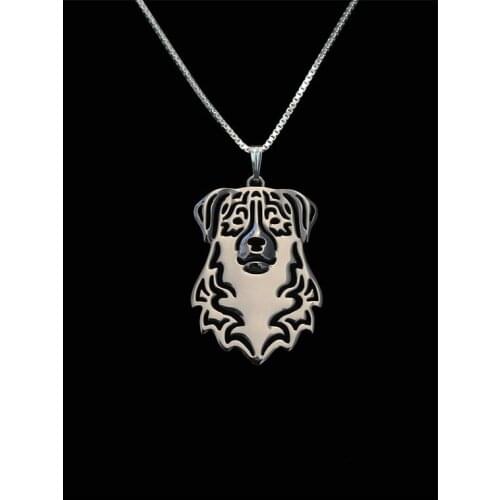 Trendy cute Australian Shepherd dog pendant women gold silver plated statement necklace