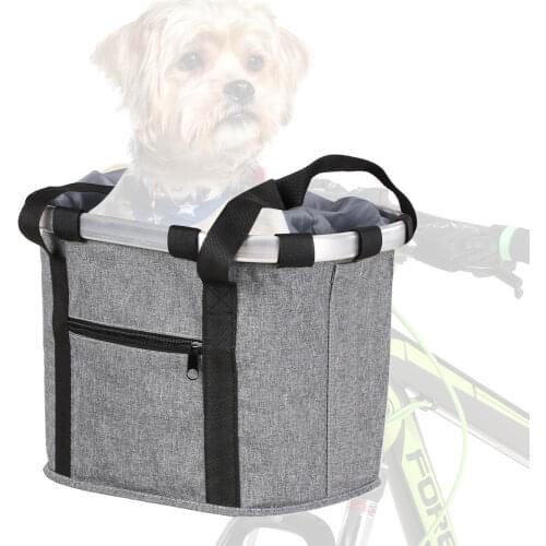 Universal Folding Bicycle Basket Handlebar Pannier Small Pet Carrier Holder Bike Riding Pouch Cycle Biking Front Baggage Bag