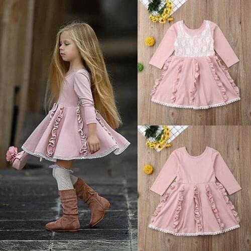 Citgeett Spring Fashion Kids Flower Girls Party Dress Lace Patchwork Wedding Bridesmaid Dresses Pink Princess Princess