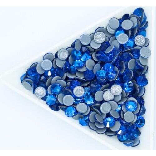 All sizes Capri Blue DMC Iron On Rhinestones/Flat Back Nail art Hot fix Crystal Rhinestones Strass Sewing & Fabric Garment stone