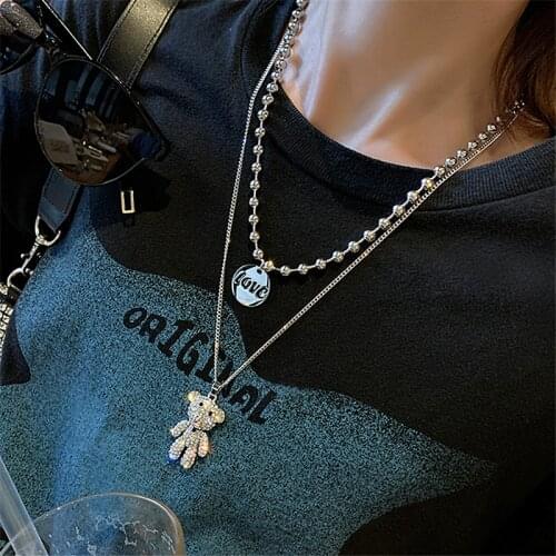 Zeojrlly Women Pendant Necklaces Trendy Link Bear Necklace Set Womens Long 2020 New Sweater Sweater Chain Neck Chain Jewelry