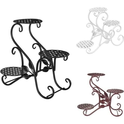 Iron Flower Shelf Rack Home Floor-Style Living Room Flower Pot Shelf 3Layers Indoor Outdoor Garden Flower Stand