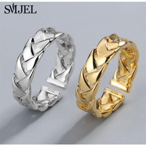 SMJEL Bohemian Cross Twist Band Rings for Women Girls Fashion Jewelry Hip hop Geometric Ring Couple anillos para hombre