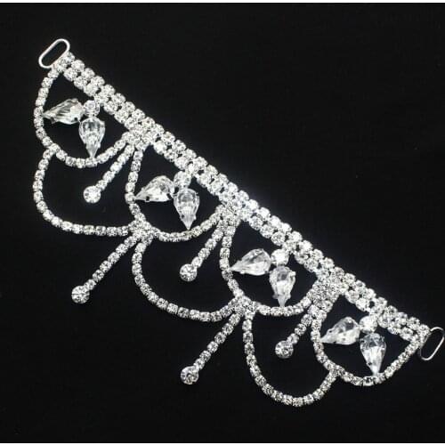 ZMASEY Rhinestones Bikini Buckles 2Pcs 165mm Sewing Clothing Bodybuilding Competition Decor Accessories Metal Chain Swimwear