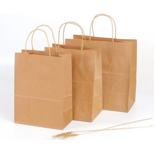 1pc Portable Environmental protection Kraft paper shopping bag, fold recycle gift bag, to-go takeaway packaging bag